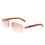 HW2028 - Rectangle Rimless Retro Frameless Fashion Tinted Sunglasses