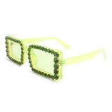 HS2020 - Rectangle Diamond Rhinestone Square Crystal Fashion Sunglasses