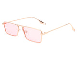 HJ2004 - Retro Metal Rectangle Slim Flat Lens Fashion Sunglasses
