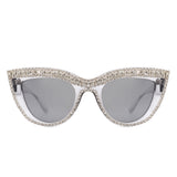 HS2084 - Women Round Fashion Rhinestone Cat Eye Sunglasses