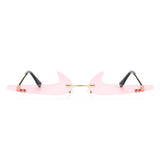 HW2012 - Rimless Decorative Narrow Tinted Checkmark Shape Slim Glasses