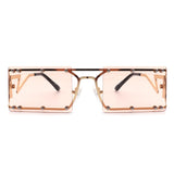 HJ3008 - Retro Rectangle Flat Top Modern Tinted Fashion Sunglasses