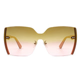 HS2060 - Square Oversize Half Frame Tinted Retro Fashion Women Sunglasses