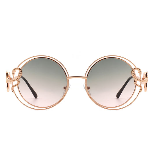 J3015 - Women Oversize Double Wire Curled Round Wholesale Sunglasses