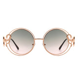 J3015 - Women Oversize Double Wire Curled Round Wholesale Sunglasses