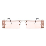 HJ3012 - Rectangle Retro Narrow Slim Flat Top Tinted Fashion Vintage Sunglasses