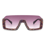 HS3008 - Square Half Frame Retro Oversize Fashion Sunglasses