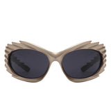 HS2136 - Rectangle Wrap Around Sport Oval Spike Fashion Wholesale Sunglasses