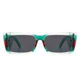 HS1219 - Rectangle Flat Top Retro Tinted Chunky Square Wholesale Sunglasses