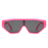 HS1136 - Geometric Square Oversize Futuristic Fashion Sunglasses