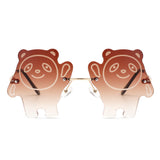 HK1022 - Kids Rimless Panda Shape Tinted Colored Children Sunglasses