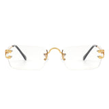 HW3012 - Rimless Retro Rectangle Flat Top Tinted Vintage Fashion Sunglasses