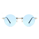 HW2014 - Circle Retro Round Rimless Fashion Tinted Vintage Sunglasses