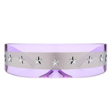 HW1007-1 - Futuristic Shield Star Design Rimless Translucent Monolens Sunglasses