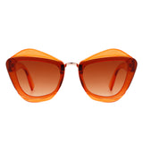 HS1138 - Women Square Fashion Irregular Cat Eye Sunglasses