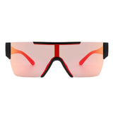 HS2051 - Square Retro Flat Top Rimless Oversize Sunglasses