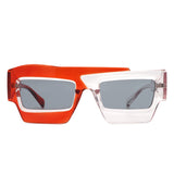 S2124 - Square Futuristic Flat Top Irregular Two-Tone Fashion Wholesale Sunglasses