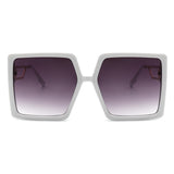 HS2008-1 - Square Oversize Flat Top Women Fashion Sunglasses