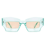 HS1140 - Futuristic Square Chunky Narrow Irregular Tinted Fashion Sunglasses