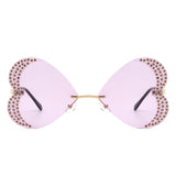 HW2030 - Rimless Butterfly Heart Shape Tinted Fashion Women Sunglasses