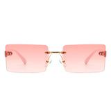 S2113 - Rectangle Retro Rimless Tinted Fashion Square Wholesale Sunglasses