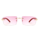 HW2028 - Rectangle Rimless Retro Frameless Fashion Tinted Sunglasses