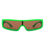 S2121-1 - Futuristic Wrap Around Fashion Rectangle Shield Sunglasses