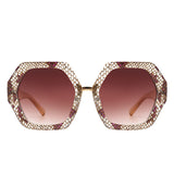 HS2124 - Women Geometric Fashion Square Hexagonal Oversize Wholesale Sunglasses