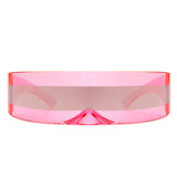 HW1007 - Wraparound Futuristic Shield Rimless Translucent Cyclops Sunglasses