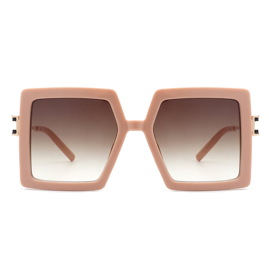 HS2055 - Square Retro Women Oversize Large Flat Top Fashion Sunglasses