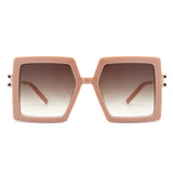 HS2055 - Square Retro Women Oversize Large Flat Top Fashion Sunglasses