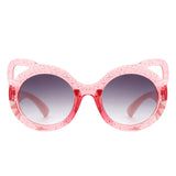 HK2031 - Girls Round Shaped Devil-Cat Ear Toddler Kids Wholesale Sunglasses