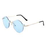 HW2014 - Circle Retro Round Rimless Fashion Tinted Vintage Sunglasses