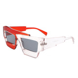 S2124 - Square Futuristic Flat Top Irregular Two-Tone Fashion Wholesale Sunglasses