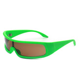 S2121-1 - Futuristic Wrap Around Fashion Rectangle Shield Sunglasses