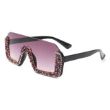HS3008 - Square Half Frame Retro Oversize Fashion Sunglasses