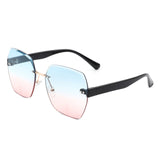 HW2016 - Oversize Square Geometric Rimless Tinted Fashion Sunglasses