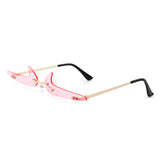 HW2012 - Rimless Decorative Narrow Tinted Checkmark Shape Slim Glasses