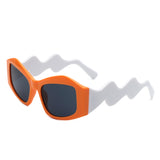 HS1210 - Square Oversize Irregular Wavy Temple Design Fashion Wholesale Sunglasses