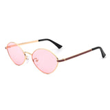 HJ2021 - Oval Retro Geometric Round Metal Glitter Fashion Sunglasses