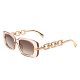 HS2110 - Square Modern Chain Link Design Fashion Chic Sunglasses