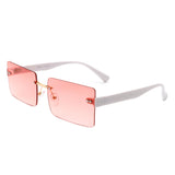 S2113 - Rectangle Retro Rimless Tinted Fashion Square Wholesale Sunglasses