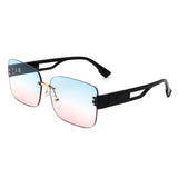 HW2015 - Rectangle Classic Rimless Square Retro Tinted Fashion Sunglasses