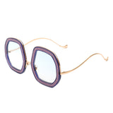 J3008 - Women Round Irregular Geometric Glitter Fashion Sunglasses