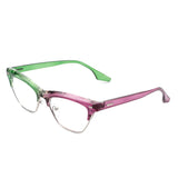 HS2082 - Women Retro Half Frame Square Fashion Cat Eye Sunglasses