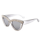 HS2084 - Women Round Fashion Rhinestone Cat Eye Sunglasses