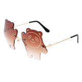 HK1022 - Kids Rimless Panda Shape Tinted Colored Children Sunglasses