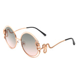 J3015 - Women Oversize Double Wire Curled Round Wholesale Sunglasses