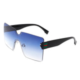 HW1003 - Square Rimless Oversize Flat Top Retro Frameless Sunglasses