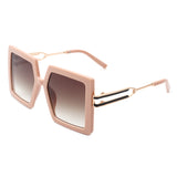 HS2055 - Square Retro Women Oversize Large Flat Top Fashion Sunglasses